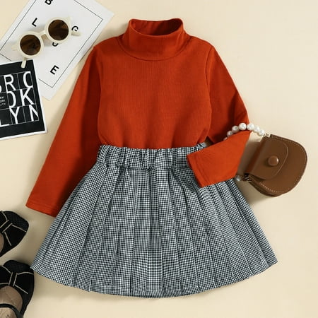 Hunpta Toddler Girls Long Sleeve Ribbed T Shirt Tops Skirt Outfits