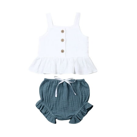 Calsunbaby Newborn Baby Girl Summer Clothes Suit Button Hem Top Vest Shorts 2pcs Outfits Set Blue 4-5 Years
Calsunbaby Newborn Baby Girl Summer Clothes Suit Button Hem Top Vest Shorts 2pcs Outfits Set Blue 4-5 Years