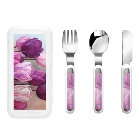 Kdxio Purple And Pink Tulip Bouquet Toddler Utensils Set - Kids Silverware Set Set Kids Utensils Set with Case for Preschooler Children
Kdxio Purple And Pink Tulip Bouquet Toddler Utensils Set - Kids Silverware Set Set Kids Utensils Set with Case for Preschooler Children