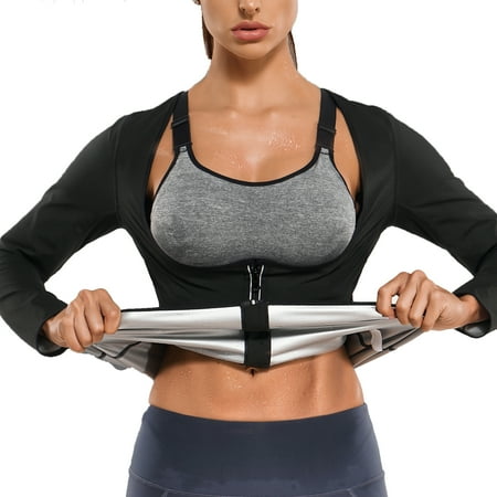 Nebility Sauna Suit for Women Weight Loss Workout Tops Jacket with Zipper Hot Waist Trainer Long Sleeve Zipper Shirt(Black 3X-Large)
Nebility Sauna Suit for Women Weight Loss Workout Tops Jacket with Zipper Hot Waist Trainer Long Sleeve Zipper Shirt(Black 3X-Large)