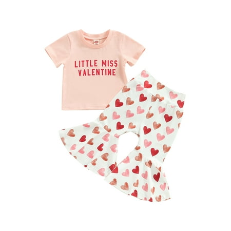 Valentine s Day Toddler Baby Girls Clothes Set Short SleeveT-Shirts and Heart Print Flared Pants 2Pcs Suit
Valentine s Day Toddler Baby Girls Clothes Set Short SleeveT-Shirts and Heart Print Flared Pants 2Pcs Suit