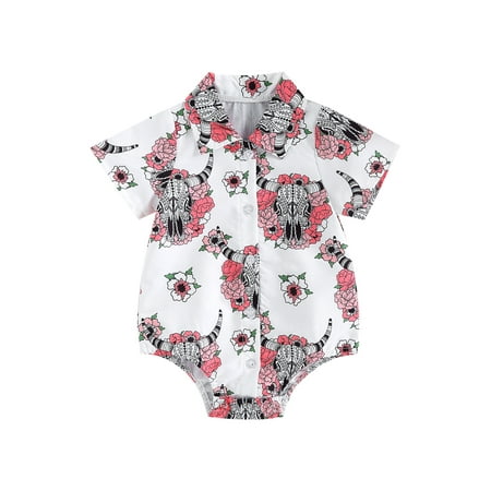 Lamuusaa Western Baby Shirt Romper Short Sleeve Cow Print Button Up Lapel Bodysuit Newborn Clothes
Lamuusaa Western Baby Shirt Romper Short Sleeve Cow Print Button Up Lapel Bodysuit Newborn Clothes