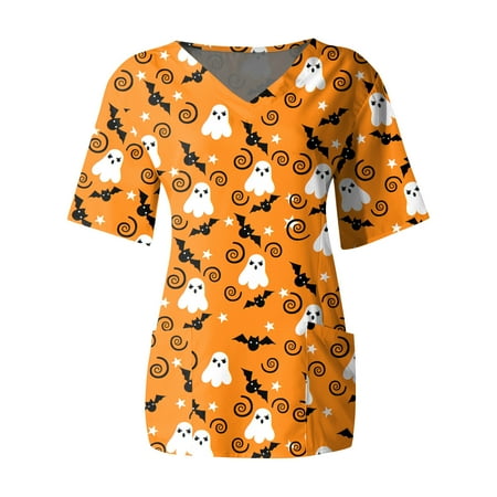 OZUJIE Holloween Scrub Tops Women Short Sleeve V Neck Tops Working Uniform Halloween With Pocket Blouse Tops Yellow XXL
OZUJIE Holloween Scrub Tops Women Short Sleeve V Neck Tops Working Uniform Halloween With Pocket Blouse Tops Yellow XXL
