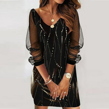 Azrian Deals Fashion Womens Printing Dress SeeThrough Mesh Perspective Long Sleeve V Neck Dresses
Azrian Deals Fashion Womens Printing Dress SeeThrough Mesh Perspective Long Sleeve V Neck Dresses
