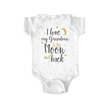 I love my grandma to the moon and back - new baby surprise - wallsparks cute & funny Brand - baby one piece bodysuit - Great baby shower gift!
I love my grandma to the moon and back - new baby surprise - wallsparks cute & funny Brand - baby one piece bodysuit - Great baby shower gift!