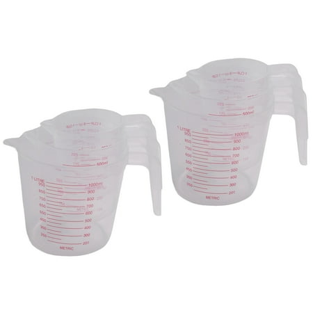 6Pc Plastic Measuring Jug Set Large 4 Cup 2 Cup and 1 Cup Capacity BPA Free Measuring Beakers with Angled Grip
6Pc Plastic Measuring Jug Set Large 4 Cup 2 Cup and 1 Cup Capacity BPA Free Measuring Beakers with Angled Grip
