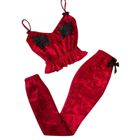 BIZIZA Sexy Cami Crop Top and Pants Sets Pj Set Pajamas Set for Women Velvet Two-Piece Sleepwear Nightwear Loungewear Red L
BIZIZA Sexy Cami Crop Top and Pants Sets Pj Set Pajamas Set for Women Velvet Two-Piece Sleepwear Nightwear Loungewear Red L