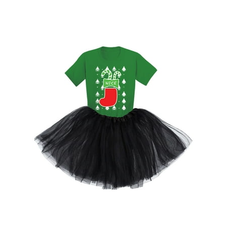 Awkward Styles Ugly Christmas Tutu Skirt Set Nice Xmas Stocking Girls Ballet Outfit