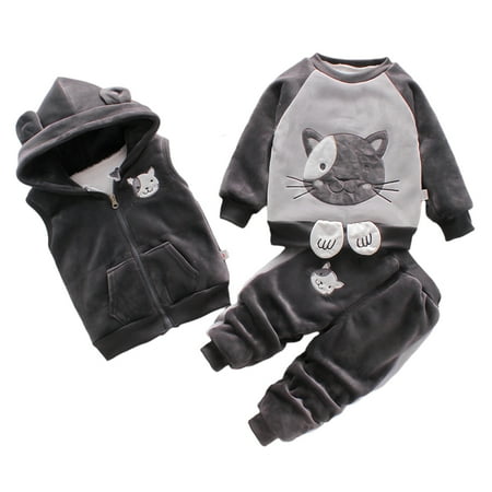 KYAIGUO 3 Piece Baby Girls Long Sleeve Sweatshirts Tops Pants Outfits Toddler Boys Autumn Cartoon Casual Set Fleece Sweatsuit+sweatpants+sleeveless Coats with Hoodie
KYAIGUO 3 Piece Baby Girls Long Sleeve Sweatshirts Tops Pants Outfits Toddler Boys Autumn Cartoon Casual Set Fleece Sweatsuit+sweatpants+sleeveless Coats with Hoodie