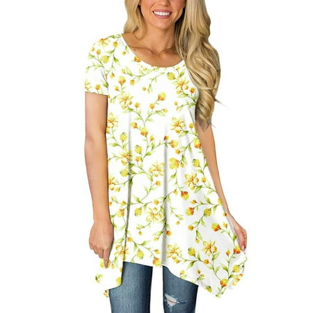 Women’s Summer Floral Printed Fashion Tunic Short Sleeve Crew Neck Pullover Tops Casual Plus Size Blouse
Women’s Summer Floral Printed Fashion Tunic Short Sleeve Crew Neck Pullover Tops Casual Plus Size Blouse