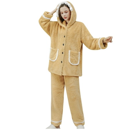 Women Jacket Couples Women Button Warm Winter Flannel Pajamas Set Long Sleeve Long Pant
Women Jacket Couples Women Button Warm Winter Flannel Pajamas Set Long Sleeve Long Pant