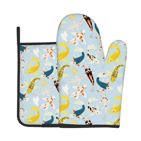 KLL Japanese Carps Pattern Oven Mitts and Pot Holders 2pcs Sets for Kitchen Oven Mitt Heat Resistant 536°F Oven Gloves for Kitchen Cooking and Baking
KLL Japanese Carps Pattern Oven Mitts and Pot Holders 2pcs Sets for Kitchen Oven Mitt Heat Resistant 536°F Oven Gloves for Kitchen Cooking and Baking