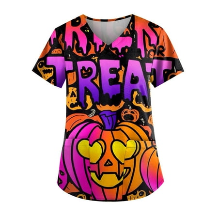 RPVATI Women Scrubs Halloween Pumpkin Printed Shirts Maternity Plus Size Patterned Nurse Uniform Holiday Fall V Neck Scrub Tops Stretchy Short Sleeve with Pockets Clothes Purple 4XL
RPVATI Women Scrubs Halloween Pumpkin Printed Shirts Maternity Plus Size Patterned Nurse Uniform Holiday Fall V Neck Scrub Tops Stretchy Short Sleeve with Pockets Clothes Purple 4XL