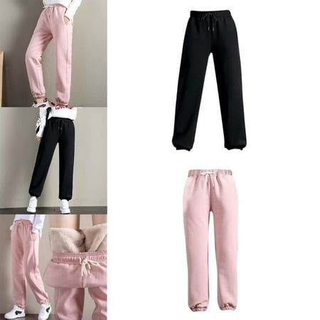 Fleece Lined Sweatpants Warm Women Girls Casual Jogger Pants Sherpa Lining