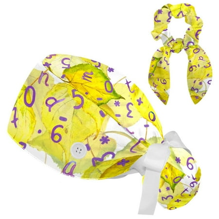 Working Cap with Buttons and Sweatband Scrub Hat Bouffant Caps with Scrunchie Leaves and Numbers Tie Back Hats
Working Cap with Buttons and Sweatband Scrub Hat Bouffant Caps with Scrunchie Leaves and Numbers Tie Back Hats