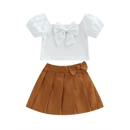TheFound Summer Little Girls Lovely Clothes 2pcs Off Shoulder Puff Sleeve Bow Solid T Shirts+A-Line Skirts Sets
TheFound Summer Little Girls Lovely Clothes 2pcs Off Shoulder Puff Sleeve Bow Solid T Shirts+A-Line Skirts Sets