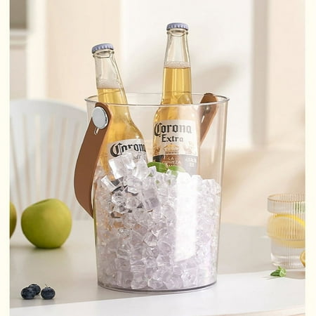 Party Ice Bucket Transparent Ice Bucket Champagne Beer Bucket with Handle