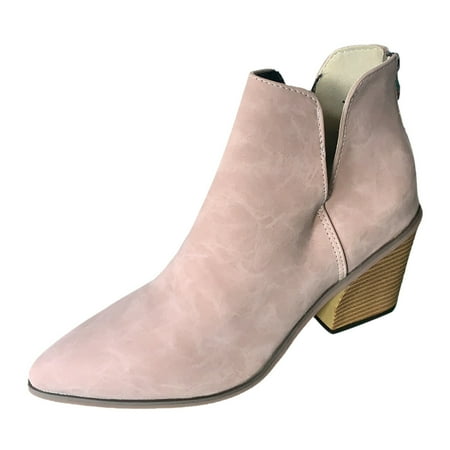 qipaqil Boots Pointed Toe Shoes Chunky Boots For Women Ankle High Heels women s boots Womens Chunky Heel Booties And Boots