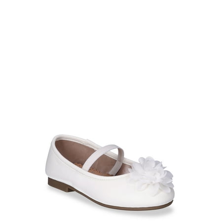 Wonder Nation Toddler Girl White Flower Ballet Flats Sizes 7-12