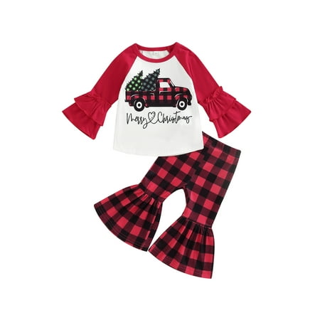 Frobukio 2Pcs Kids Toddler Girls Christmas Clothes Sets Long Sleeve Truck Letters Print T-shirt + Plaid Flare Pants Outfits Red 12-18 Months
Frobukio 2Pcs Kids Toddler Girls Christmas Clothes Sets Long Sleeve Truck Letters Print T-shirt + Plaid Flare Pants Outfits Red 12-18 Months