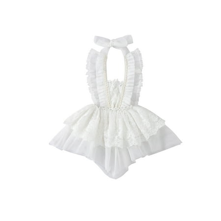 Suanret Little Girl Casual Halter Dress Toddlers Infant Fashion Solid Color Lace Mesh Yarn Backless Princess Skirt White 1-2 Years
Suanret Little Girl Casual Halter Dress Toddlers Infant Fashion Solid Color Lace Mesh Yarn Backless Princess Skirt White 1-2 Years
