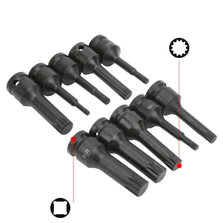 Ymiko 1/2in Drive Socket Square Bit Socket Set 10Pcs Square Socket Set 1/2in Drive Screwdriver Bit CRMO Impact M5M18 Tool 78mm Length W/Storage Box
Ymiko 1/2in Drive Socket Square Bit Socket Set 10Pcs Square Socket Set 1/2in Drive Screwdriver Bit CRMO Impact M5M18 Tool 78mm Length W/Storage Box