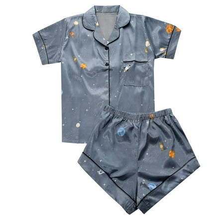 Short Sleeve Shirts for Women Trendy Novelty Print Button Down Lapel Pajamas and Elastic Shorts 2 Piece Outfits Pjs
Short Sleeve Shirts for Women Trendy Novelty Print Button Down Lapel Pajamas and Elastic Shorts 2 Piece Outfits Pjs