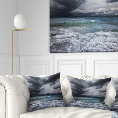 DESIGN ART Designart 'Troubled Sea under Stormy Sky' Beach Photo Throw Pillow