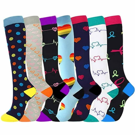 Bzoosio Unisex 7 Pairs Socks Brede Kalf Compressie Sports Socks