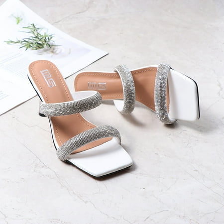 Cathalem Women Clear High Heels Sandals Square Open Toe Two Strap Backless Slip On Sandals for Women High Heels Clear White 9
Cathalem Women Clear High Heels Sandals Square Open Toe Two Strap Backless Slip On Sandals for Women High Heels Clear White 9