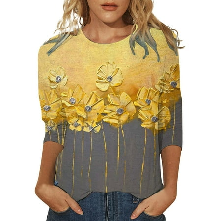 koaiezne Printed Shirt For Womens Casual Summer Tops Floral Three Quarter Sleeve Round Neck Tee Tunic Flower Loose Side Split Blouse Laos Silk Blouse for Women Christmas Scrub Top plus Size
koaiezne Printed Shirt For Womens Casual Summer Tops Floral Three Quarter Sleeve Round Neck Tee Tunic Flower Loose Side Split Blouse Laos Silk Blouse for Women Christmas Scrub Top plus Size