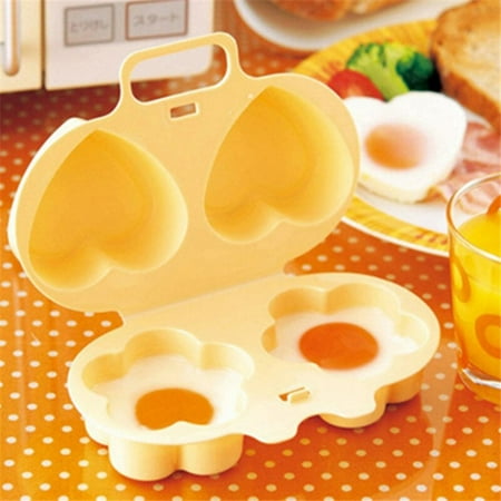 Home Kitchen Microwave Heart & Flower Shape Egg Steamer Cooking Mold Egg Spore Kitchen Gadgets Fried Egg Tools