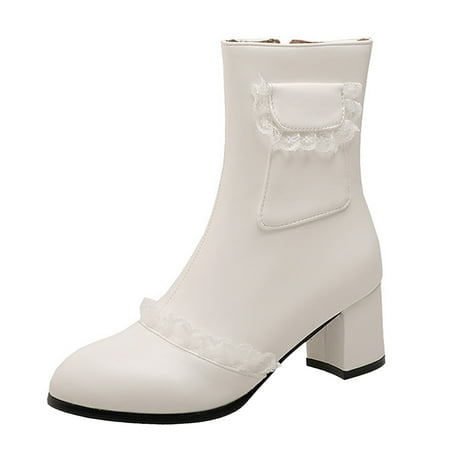 Fashion Women Shoes Leather Lace Thick Heel Medium Heel Solid Side Zipper Short Boots
Fashion Women Shoes Leather Lace Thick Heel Medium Heel Solid Side Zipper Short Boots