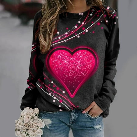 Juebong Valentine s Day Outfit Matching Pullover Tops for Couples Funny Gift Idea for Her Wife Lightweight Long Sleeve Sweatshirt Pink shirts for women M