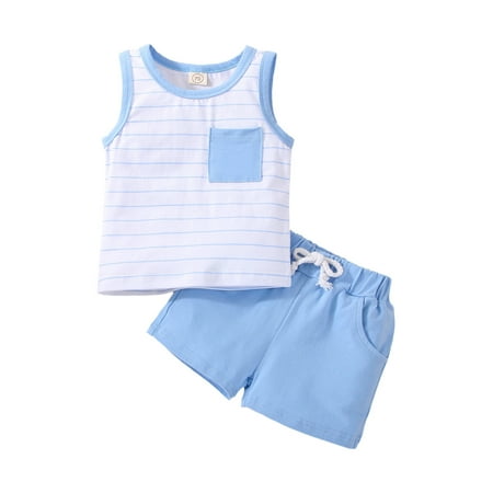 Canrulo Toddler Baby Boy Summer Clothes Sleeveless Striped Shirt Tank Tops Jogger Shorts 2Pcs Set Blue 12-18 Months
Canrulo Toddler Baby Boy Summer Clothes Sleeveless Striped Shirt Tank Tops Jogger Shorts 2Pcs Set Blue 12-18 Months