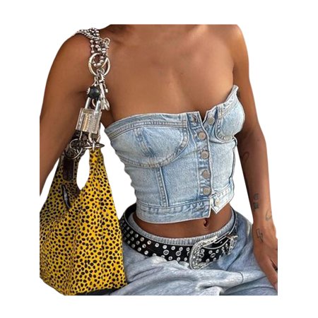 wybzd Women Y2K Denim Tube Top Off Shoulder Skinny Vest Casual Strapless Corset Crop Tops Streetwear Blue S
wybzd Women Y2K Denim Tube Top Off Shoulder Skinny Vest Casual Strapless Corset Crop Tops Streetwear Blue S