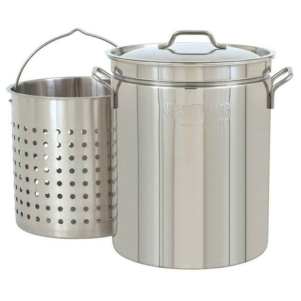 Bayou Classic Large 36 Quart Stainless Steel Stockpot/Steamer & Handy Basket