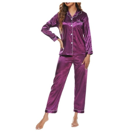 ZXHACSJ Women s Casual Homewear Lapel Solid Color Long Sleeve Pants Pajama Set Purple M
ZXHACSJ Women s Casual Homewear Lapel Solid Color Long Sleeve Pants Pajama Set Purple M