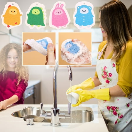 Cartoon Printing Compressed Wood Pulp Sponge Wipe Decontamination Cleaning Brush Cleaning Brush ViLaViDe