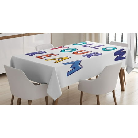 Dream Tablecloth Abstract Rainbow Colored Letters with Follow Your Dream Quotation Motivational Phrase Rectangular Table Cover for Dining Room Kitchen 52 X 70 Multicolor by Ambesonne
Dream Tablecloth Abstract Rainbow Colored Letters with Follow Your Dream Quotation Motivational Phrase Rectangular Table Cover for Dining Room Kitchen 52 X 70 Multicolor by Ambesonne