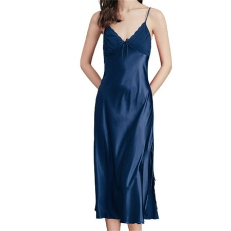 Women s Satin Silk Nightdress Spaghetti Sling Strap Sleeveless Nightgowns with Lace Sexy Home Wearing 2XL Navy Blue
Women s Satin Silk Nightdress Spaghetti Sling Strap Sleeveless Nightgowns with Lace Sexy Home Wearing 2XL Navy Blue