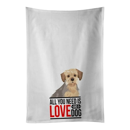 Yorkie Blue and Tan #1 White Kitchen Towel Set of 2 19 in x 28 in
