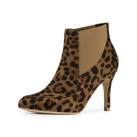 Allegra K Women s Pointed Toe Stiletto Heel Chelsea Boots