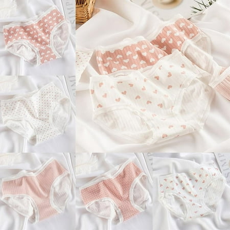 Walmklly Fashion Breathable Panties For Women Underwear Mid Waist Cotton Ladies Intimates Girls Knitted Threaded Briefs