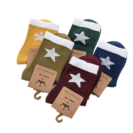 5 Pairs Infant Star Printed Casual Socks Baby Antibacterial Cotton Comfortable Socks