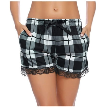 Huaai Fashion Women Soft Lace Ruffle Plaid Lounge Sleep Pockets Pajama Shorts Pants Casual Pants For Women Black M
Huaai Fashion Women Soft Lace Ruffle Plaid Lounge Sleep Pockets Pajama Shorts Pants Casual Pants For Women Black M
