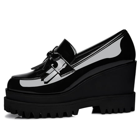 Women‘s Bowknot Platform Loafers Patent Leather Slip On Shoes Round Toe Walking Shoes
Women‘s Bowknot Platform Loafers Patent Leather Slip On Shoes Round Toe Walking Shoes