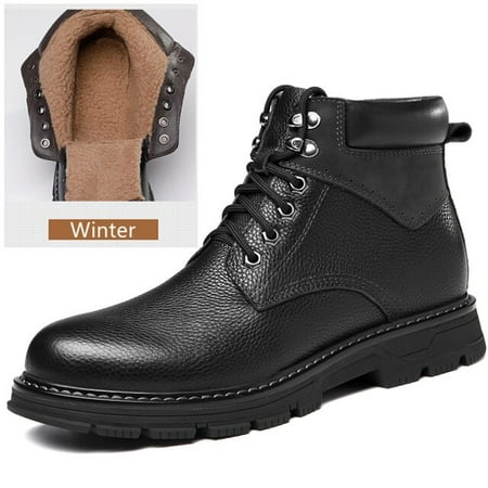 Natural Leather Winter Boots Genuine Cow leather Warmest Men Winter Shoes #98287