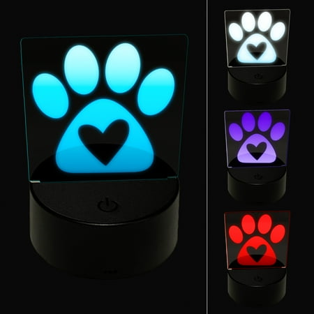 Paw Print with Heart Dog LED Night Light Sign 3D Illusion Desk Nightstand Lamp
Paw Print with Heart Dog LED Night Light Sign 3D Illusion Desk Nightstand Lamp