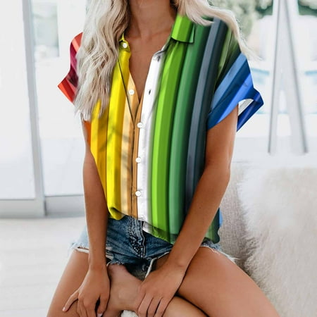 Blouses for Women Casual Lapel Trendy Tie Dye Striped Print Cap Sleeve T-Shirts Loose Fit Summer Comfy Tunic Tops
Blouses for Women Casual Lapel Trendy Tie Dye Striped Print Cap Sleeve T-Shirts Loose Fit Summer Comfy Tunic Tops
